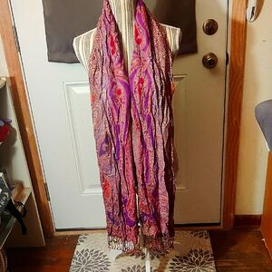 BOHO Paisley Patterned Scarf in Purple and Pink